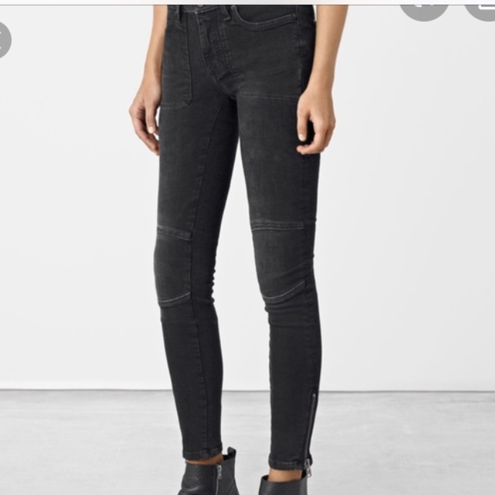 All Saints Women’s Black Biker Jeans, Sz 29